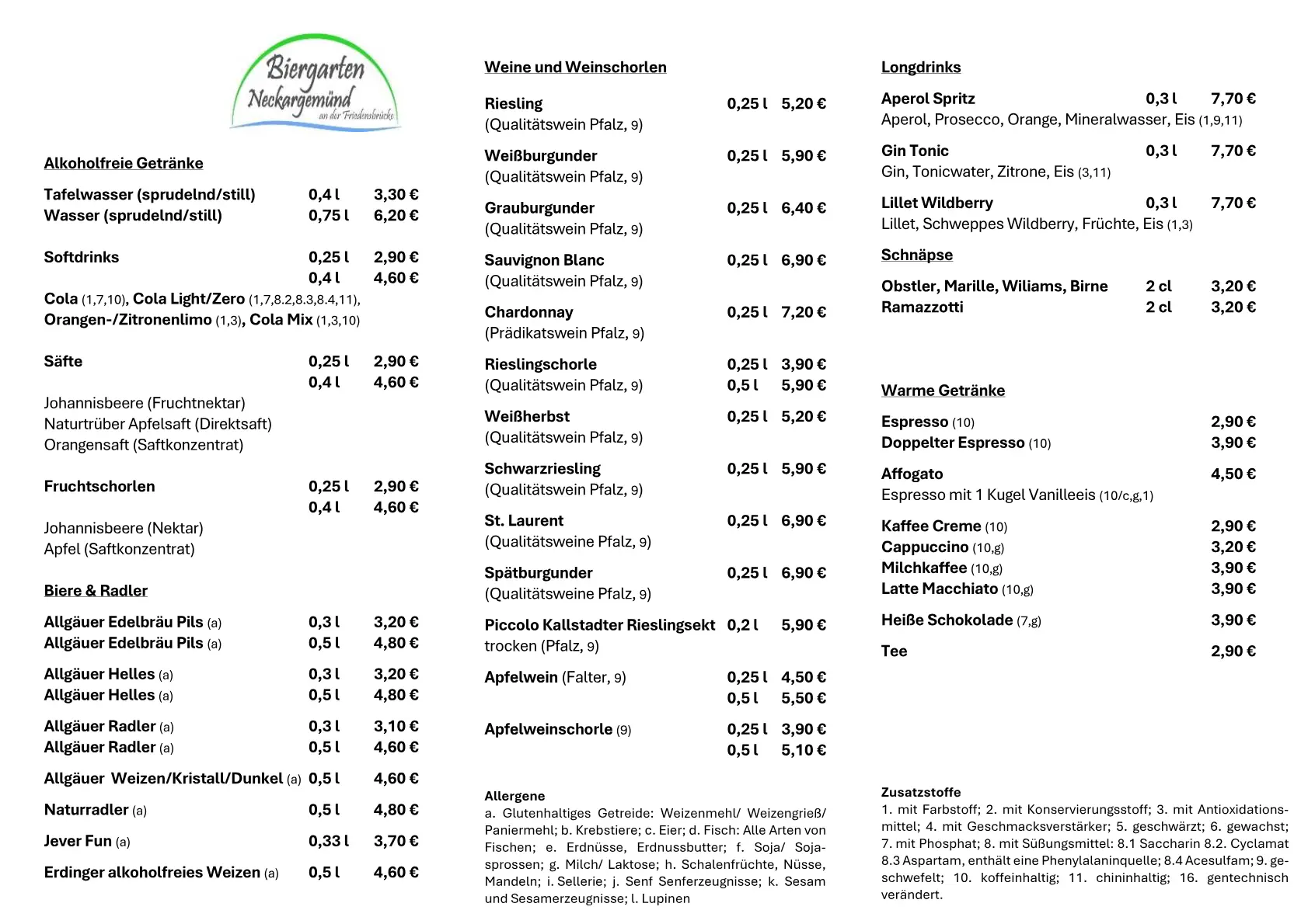 Speisekarte Seite 2 – Biergarten Neckargemünd